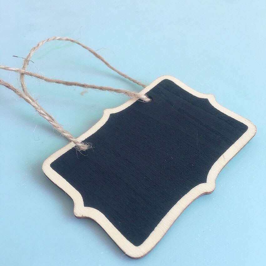 Minipizarra colgante de madera para decoración de cafetería, pizarra para Parque, adornos de jardinería con flores, 10 unids/lote