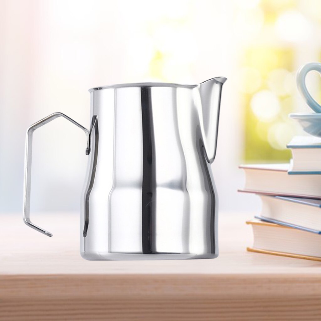 Milk Frothing Pitcher Coffee Milk Frothing Cup Cappuccino Milk Steam Pitcher Frother Cup for Espresso Machine: silver 350ml