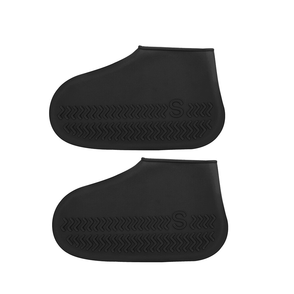 1 paire imperméable à l'eau pluie chaussures couvre S/M/L réutilisable Silicone chaussure couverture antidérapant caoutchouc pluie botte pour Camping en plein air: Black S