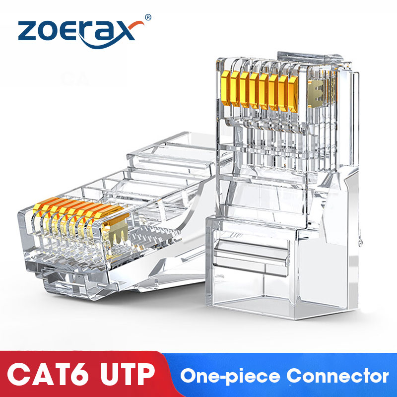 Zoerax CAT5e CAT6 Connector RJ45 Modulaire Plug Network Connectors 50μ Vergulde 1.1Mm Gat End Voor Ethernet Kabel: Rood / 0.2M