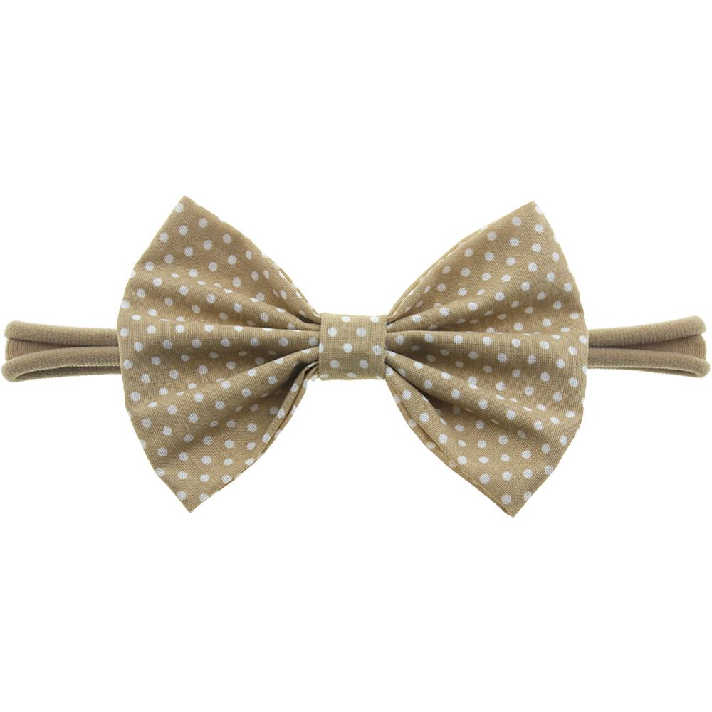 Bomullsrosett pannband flickor pricktryckt knut slips khaki nylon hårband barnfest håraccessoarer huvudinpackning: F