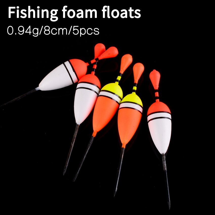 Boya Vertical de pesca marina, flotadores de tamaño surtido para la mayoría de los tipos de pesca con gomas de fijación, Señuelos de Pesca, 1 Juego (15 Uds.)