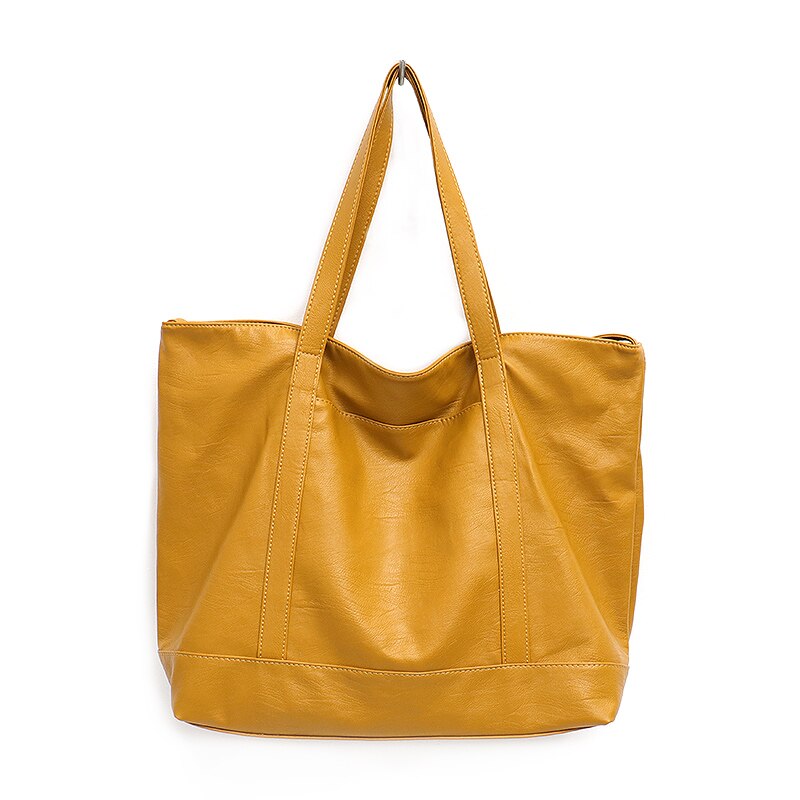 CEZIRA grand sac fourre-tout pour femmes Vegan en cuir sacs à bandoulière dames décontracté en cuir PU sacs à main femme sacs à provisions quotidiens: YELLOW