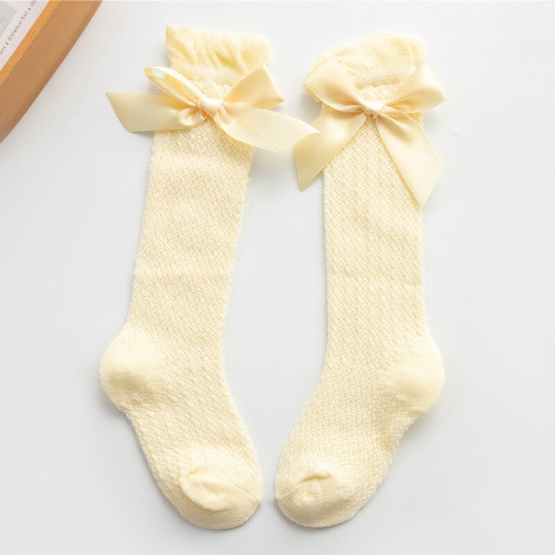 freundlicher Baby Mädchen Weiche Socken Aushöhlen Knie-hohe Socken Komfortable Kleinkind Solide Gittergewebe Socken freundlicher Frühling Herbst Strümpfe: Y