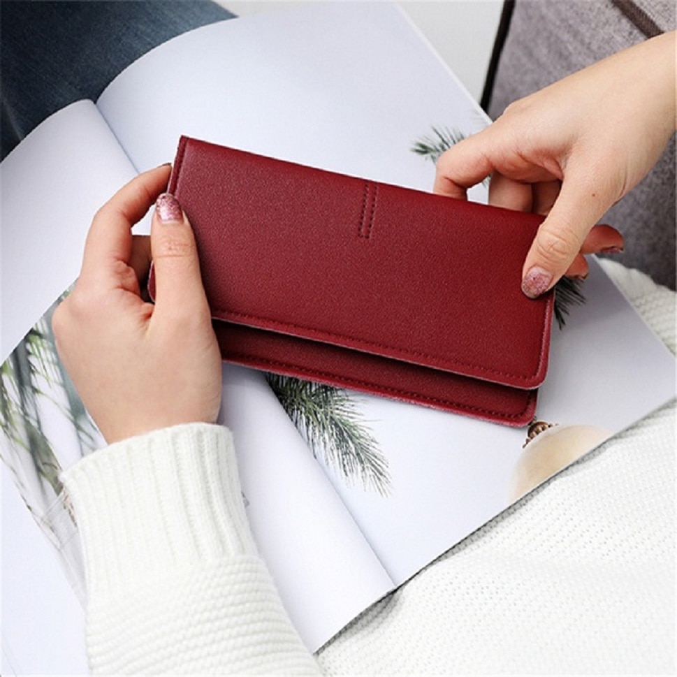 Style Women Purse Europe And America Simple Ultra-thin Wallet Coin Card Phone Holder Soft Leather Female Clutch Bag