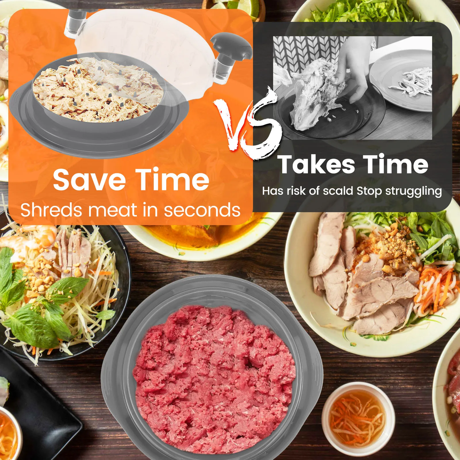 Een vleeshakker is beter dan een vleesversnipperaar met berenklauwen, bpa-vrij, antislip, vaatwasbestendig, keukengereedschap voor varkensvlees en rundvlees.