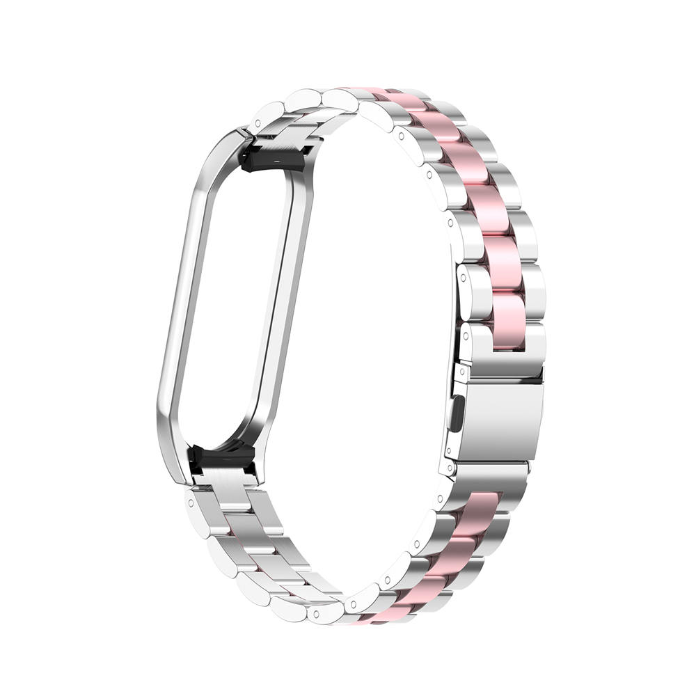 Mi band 4 para Xiaomi mi Band 4 correa de reloj de acero inoxidable para Xiaomi mi Band 3 pulsera inteligente Accessoriess + caja de Metal: Middle Pink / Miband 3