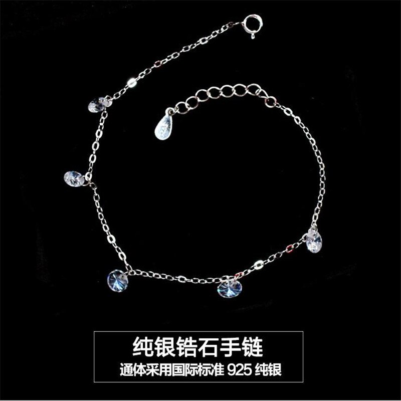 Exquisite 925 Sterling Silver Jewelry Atmosphere Personality Pure Hand-brae Crystal Zircon Bracelets SB2