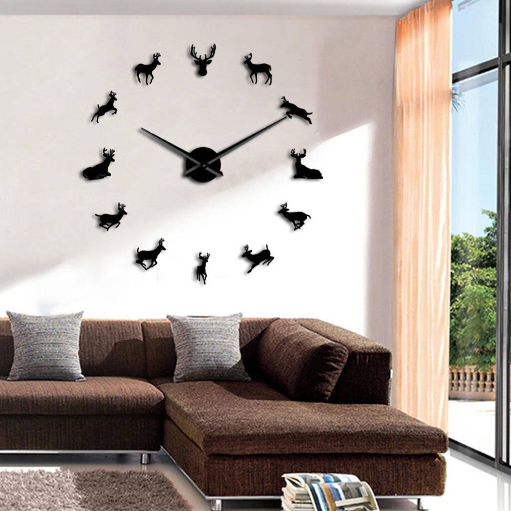 Dog Pet Frameless Giant Wall Clock With Mirror Effect Sausage Dog Large Clock Wall Watch DIY Mirror Effect Dachshund Wall Art
