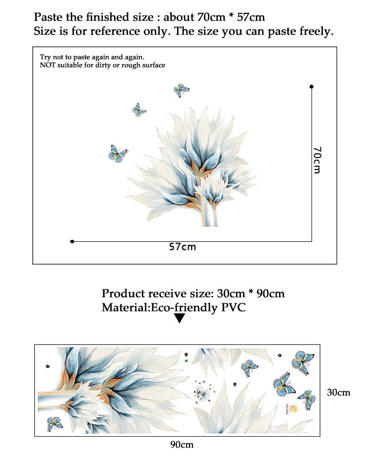 Custom Blue Lily Butterfly 3D Wallpaper - 430x300cm Wall Mural For Living Room & Bedroom Decor