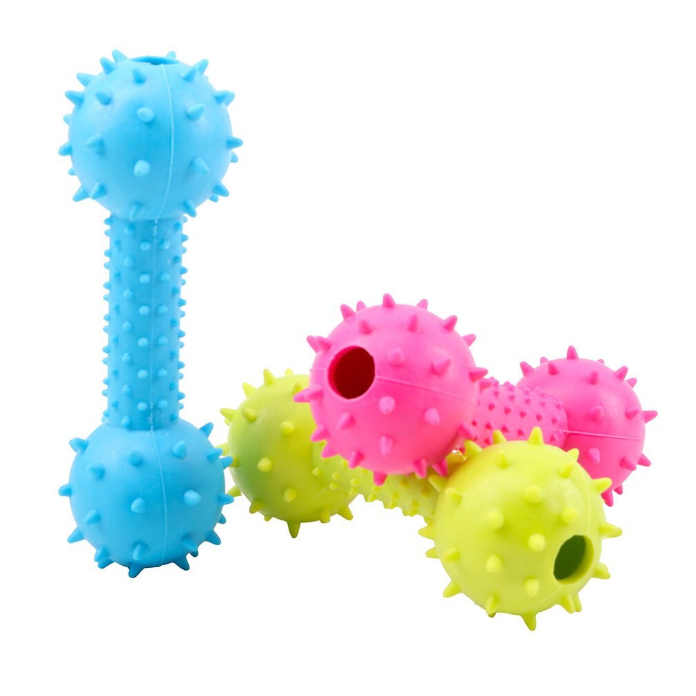 Tpr kæledyrs legetøj gummi bidfast legetøj hundeknogle stikkende vægtstangslegetøj pet legetøj hundeknogle spiny vægtstangslegetøj