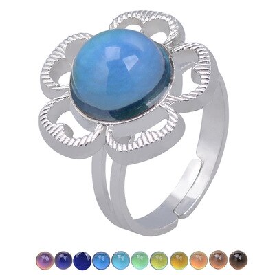 Hart Mood Kleur Veranderen Ringen Voor Vrouwen Zilveren Sieraden Passen Ring Vrouwelijke Bruiloft Belofte Ringen Dames Temperatuur Ring: 061