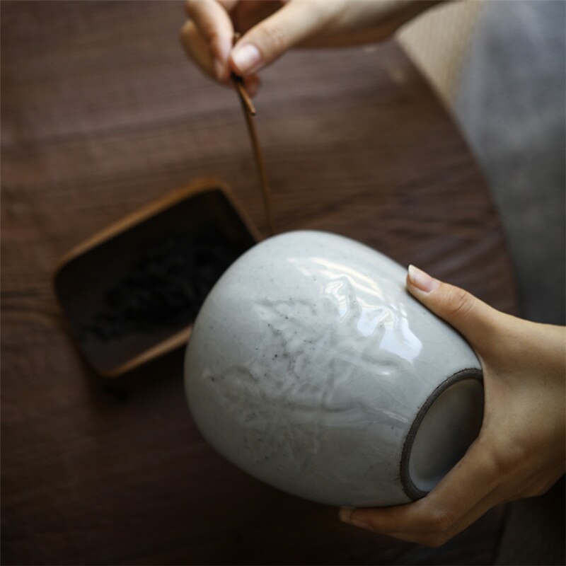 Japanese Ceramic Tea Caddies Coarse Pottery Moisture-proof Tea Canisters Sealed Storage Jar Food Container Retro Pu&#39;er Tea Box