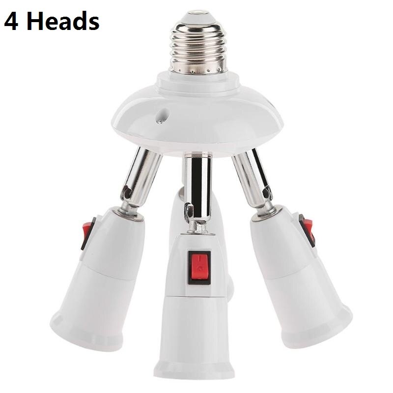 Divisor E27, Base de lámpara de 3/4 cabezales, adaptador de portalámparas LED ajustable, Base de lámpara portalámparas: 4 Heads