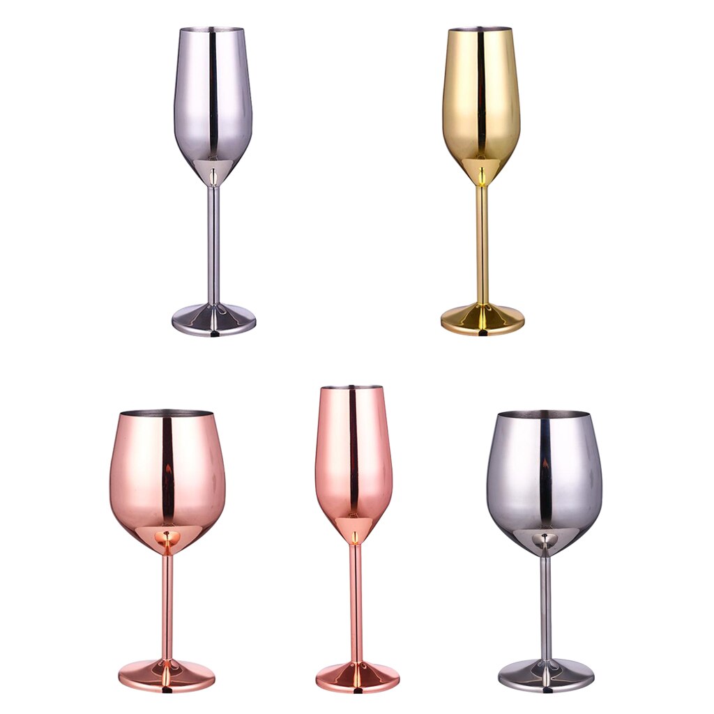 Vasos de vino de acero inoxidable, elegantes, decoración del banquete de boda, copa de vino de acero inoxidable, Plata/oro rosa/dorado, de Navidad