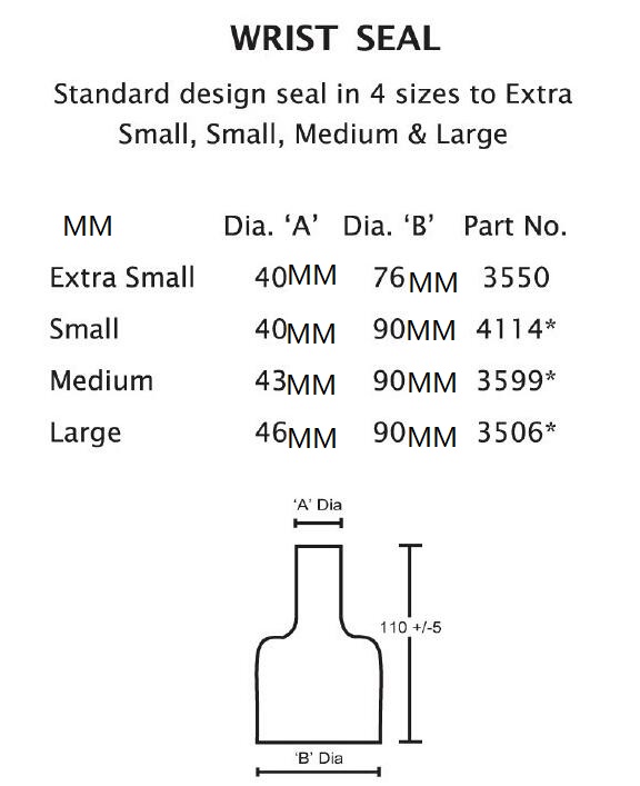 DRY SUIT Wrist bottle SEAL gasket - Latex Drysuit wrist gasket seal glue applied Dry suit