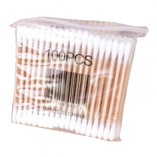 100 stuks wegwerpbare dubbele kop houten stokjes voor vrouwen make-up wattenstaafjes make-up applicators oorreiniging gezondheidszorg tools: Default Title