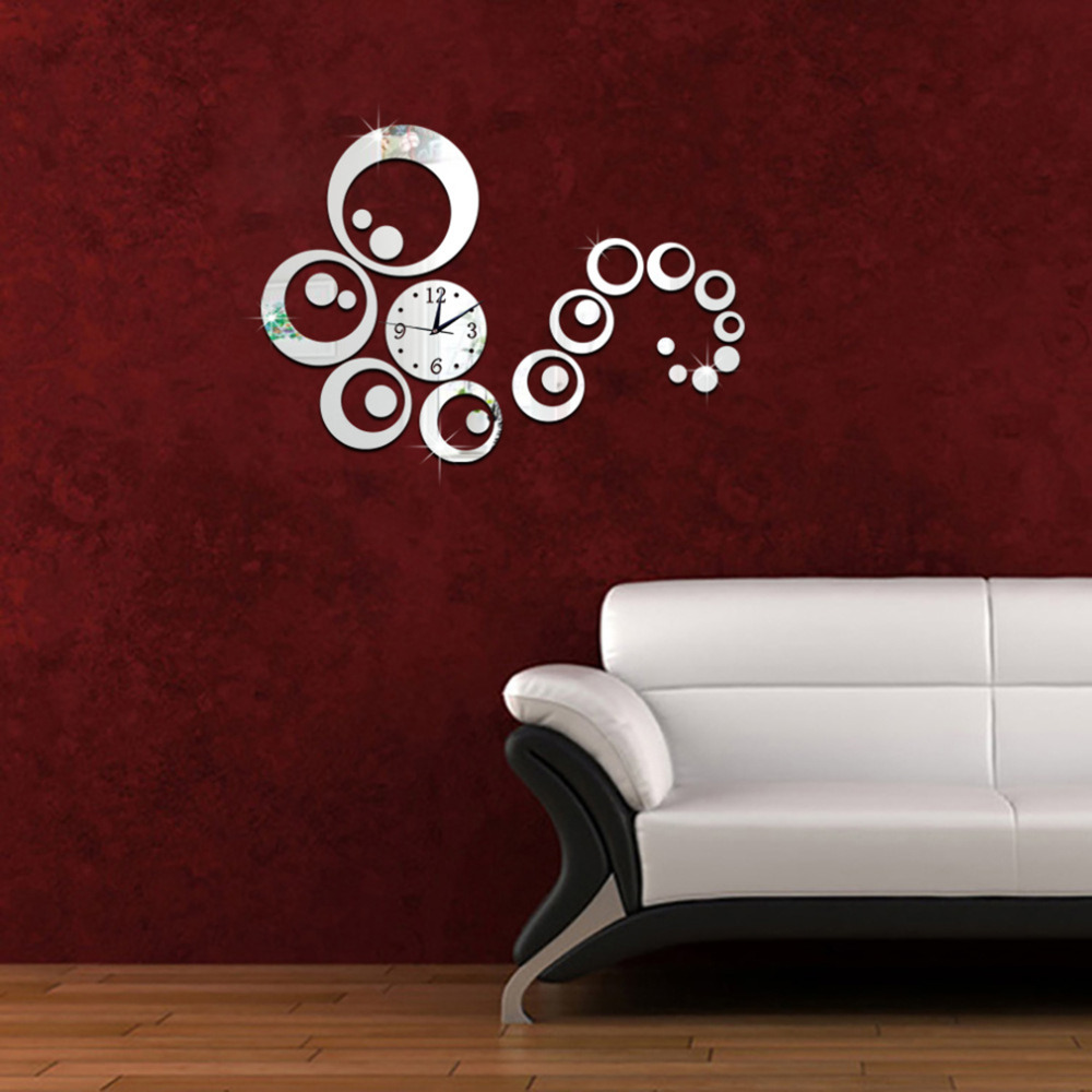 Mirror Sticker 3d Acrylic Wall Stickers Home Decor Europe Kitchen Horse Butterfly Christmas Wall Clock Great