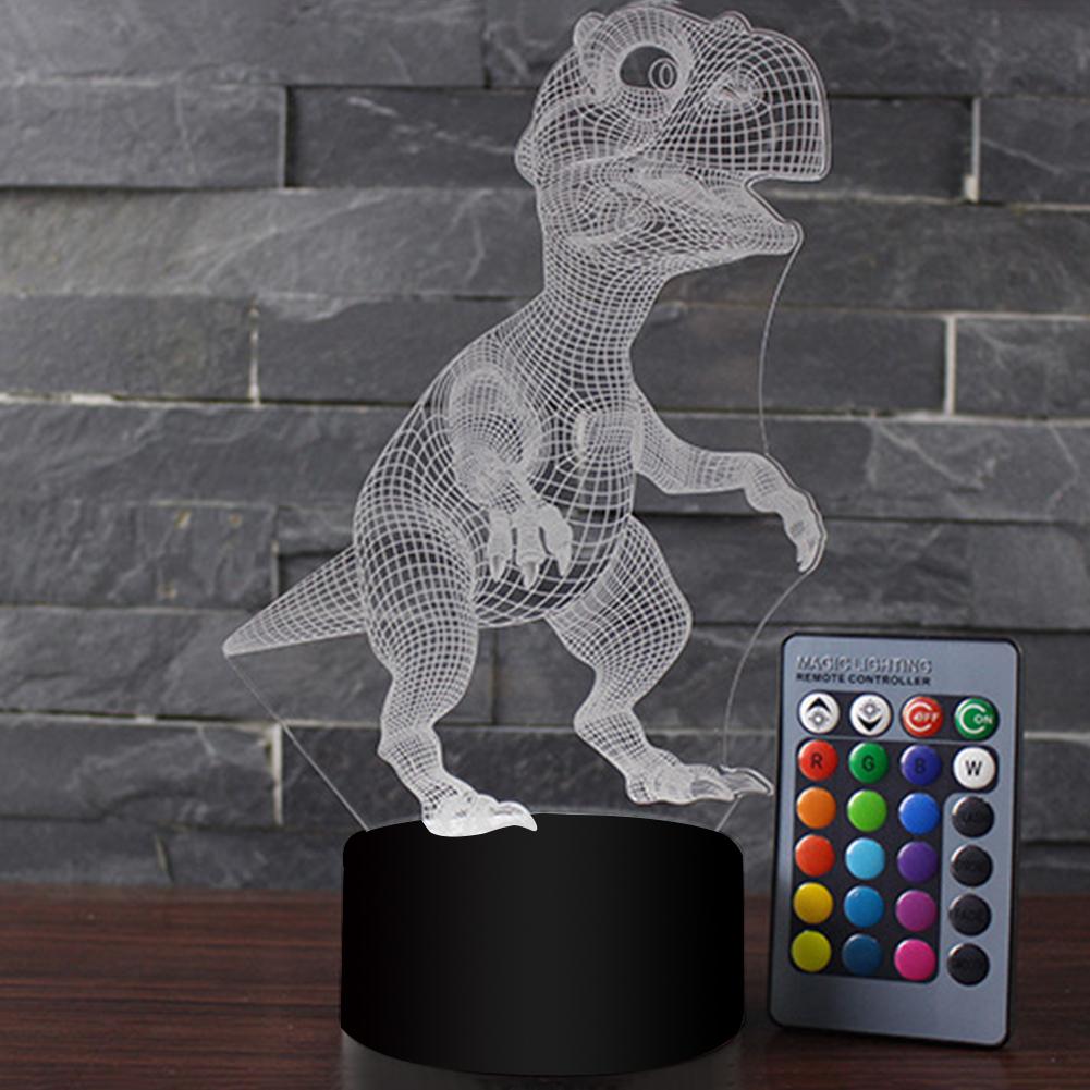 Lampada da notte a forma di dinosauro a LED colorata visiva 3D ornamenti per telecomando in acrilico con Base in ABS eccellente e resistente