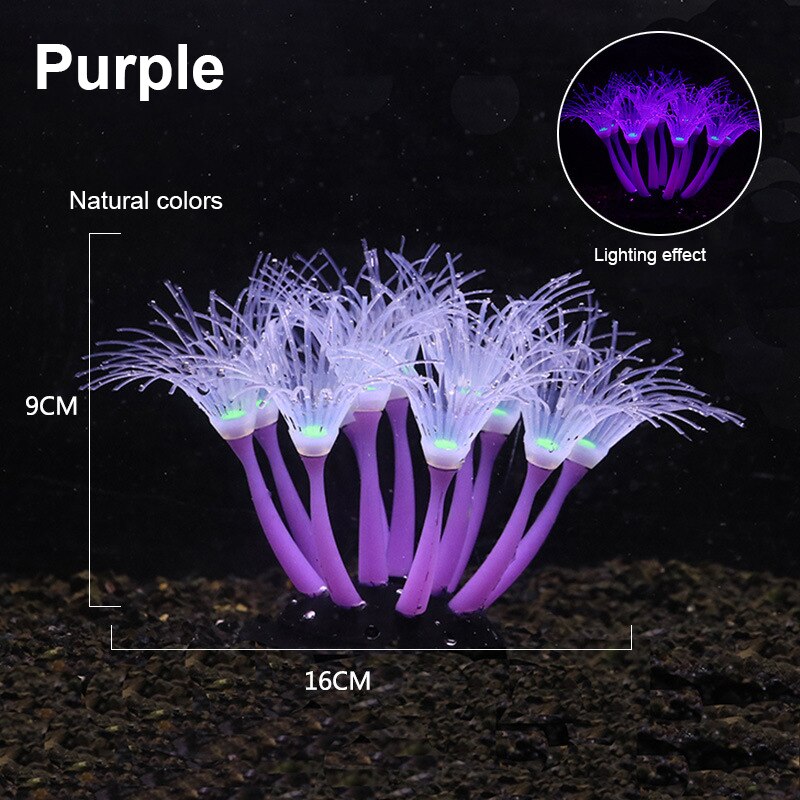 Siliconen Gloeiende Kunstmatige Aquarium Aquarium Koraal Planten Onderwater Ornament Simulatie Aquatic Zee Planten Decoratie: purple