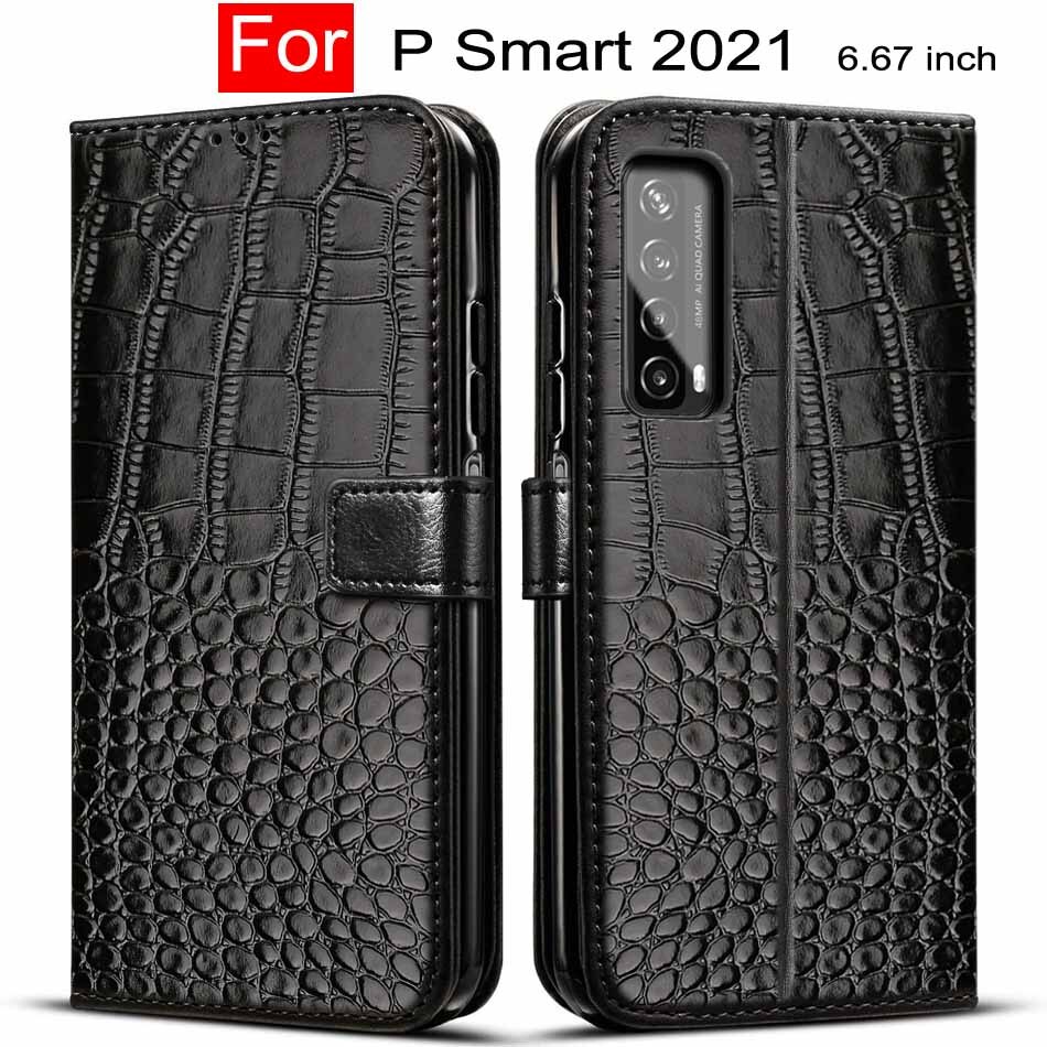 Voor Huawei P Smart Case Flip Leather Magnetische Boek Telefoon Case Voor Huawei Psmart Soft Case P Smart 6.67 "Coque: Black