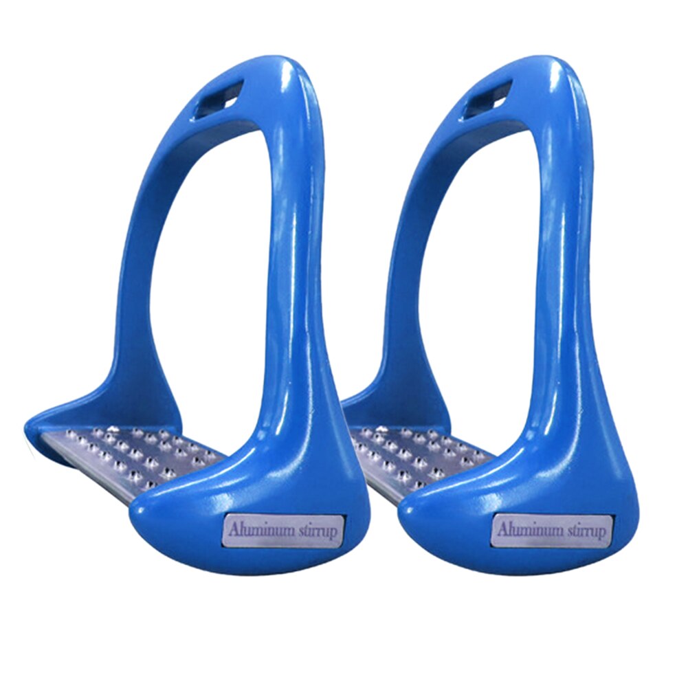 1 Pair Horse Stirrups Outdoor Sports Durable Aluminium Alloy Supplies Saddle Thickened Equestrian Safety Treads Anti Slip Riding: Blu
