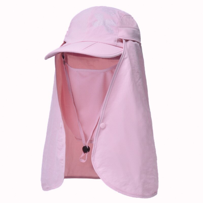 Zomer Uv Bescherming Zonnehoed Voor Vrouwen Mannen Opvouwbare Sneldrogend Waterdichte Baseball Caps Mannelijke Hals Flap Wandelen Vissen Hoeden: Pink