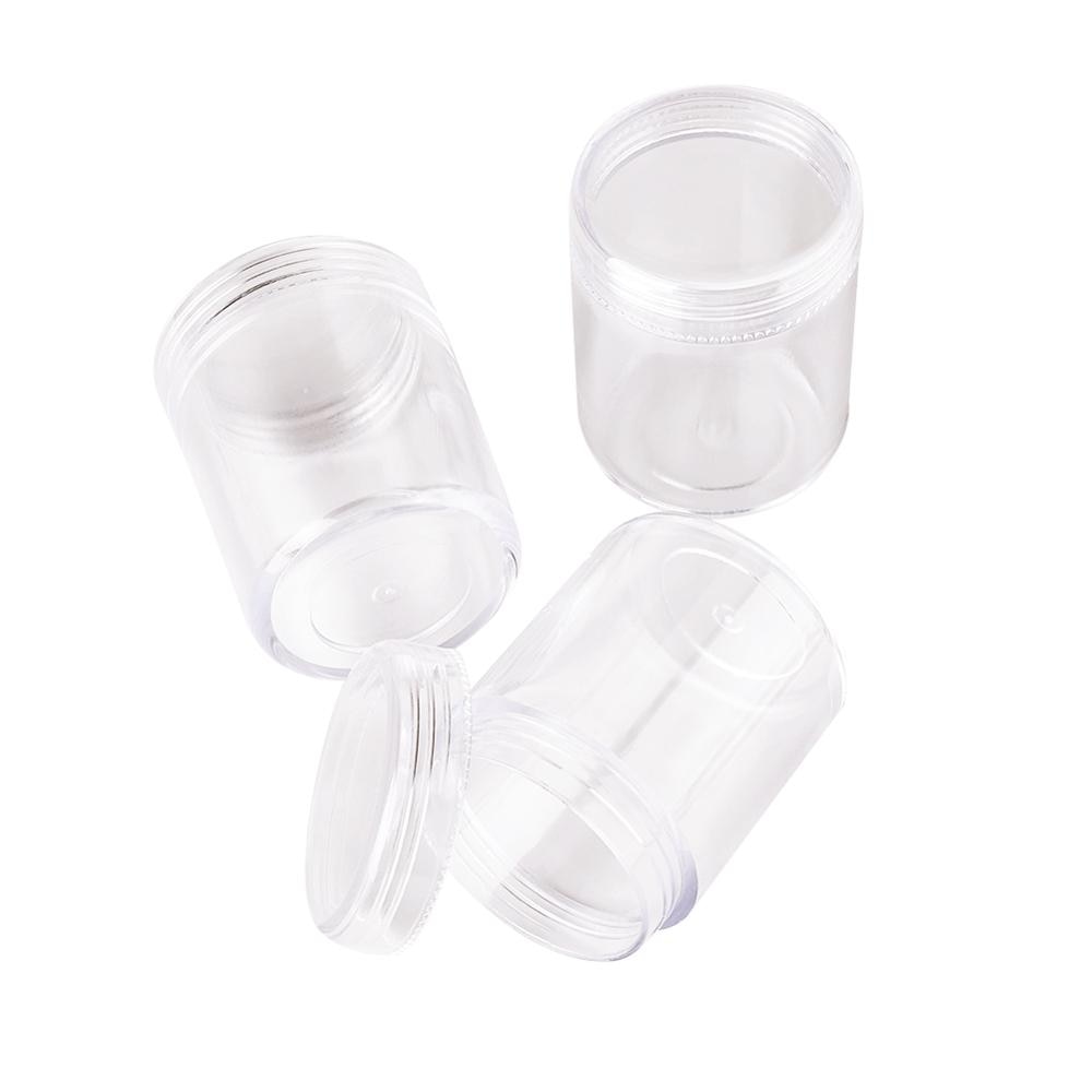 10pcs Clear Plastic Bead Containers Cosmetic Samples Container Pot Jars with Screw Lids Jewelry Packaging Nail Beads Storage Box