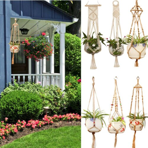 Cintre Vintage pour plantes en macramé, pour Pot de fleurs, panier à suspendre sur les jambes de jardin