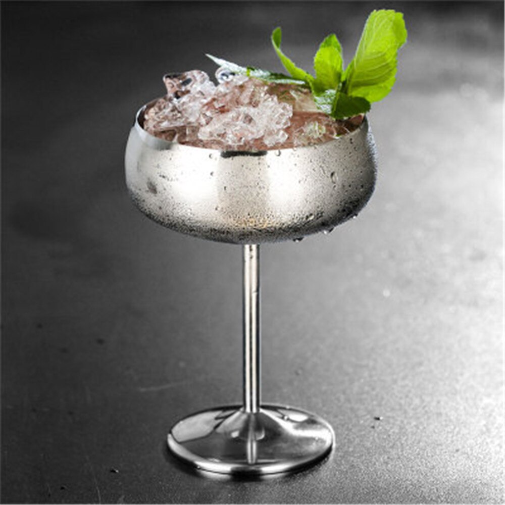 Stainless Steel Cocktail Glass Silver Rose Cocktail Juice Drink Champagne Goblet Party Barware Kitchen Tools 1pcs