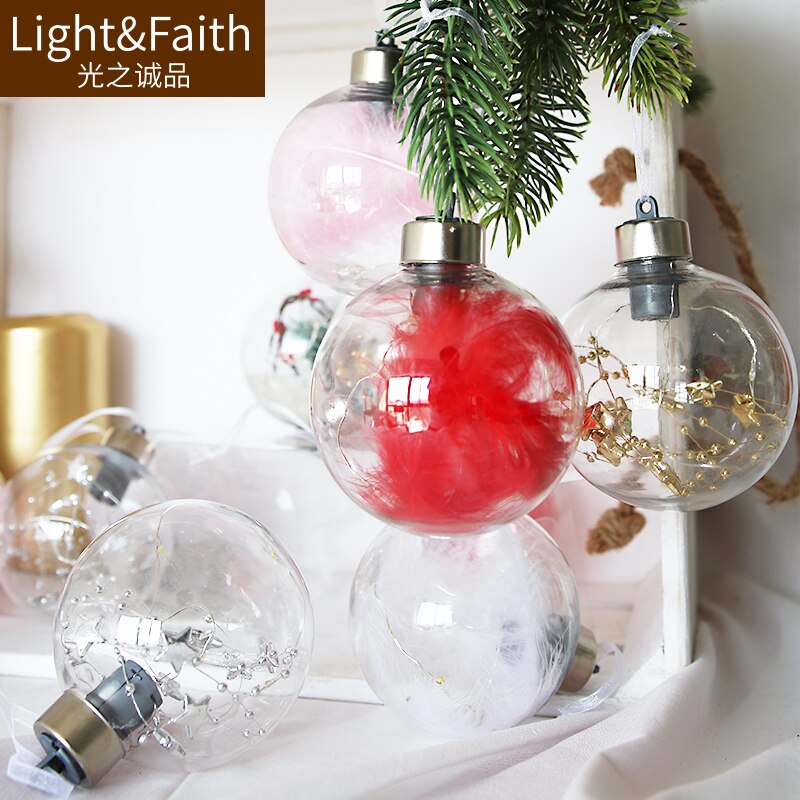 8Cm Kerst Ballen Met Verlichting Boom Ornamenten Led Licht Onbreekbaar Xmas Bruiloft Jaar Decoraties Bal