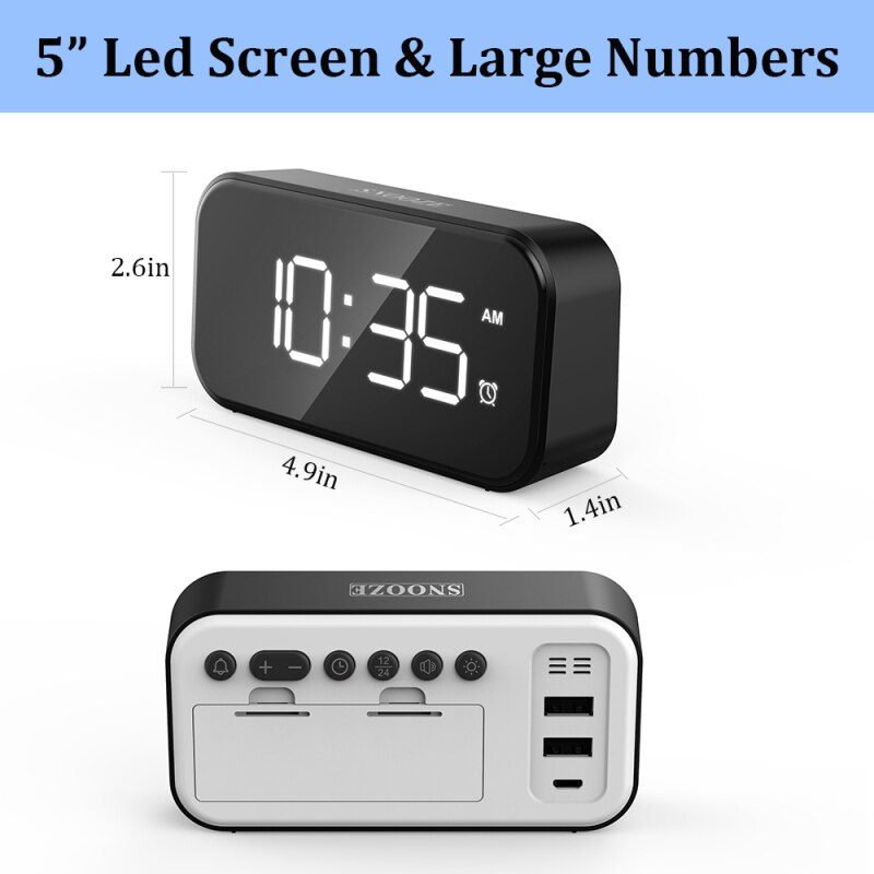 Rechargable Digital Alarm Clock Mirror LED Night Lights Wall Clock Lamp Square Rectangle Multi-function Desk Clocks 1PC