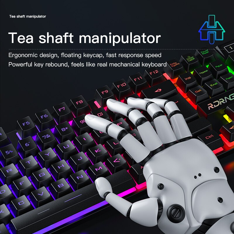 Gaming keyboard and Mouse Combos Wired Kit 104 Keycaps With RGB Backlight English keyboard Gamer Ergonomic Mause For PC Gamer