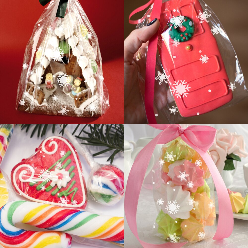 Thick Snowflake Decorated Cellophane Bags Cellophane Wrap for Christmas Baskets Cellophane Wrap Roll Decor