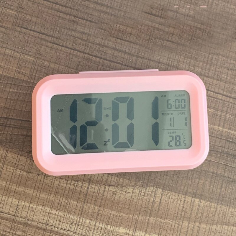 Original LED Digitale LED-wecker-hintergrundbeleuchtung Schlummern Stumm Kalender Weiche Lcd-hintergrundbeleuchtung Mit Thermometer Tabelle Elektronische Uhren: Rosa