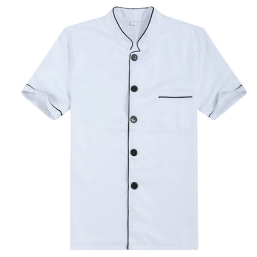 Mann Frau Koch Uniform Lebensmittel Service Kurzarm Zweireiher Atmungsaktive Bäckerei Kochen Küche Meister Hemd Spitzen Koch Jacke: Weiß / M