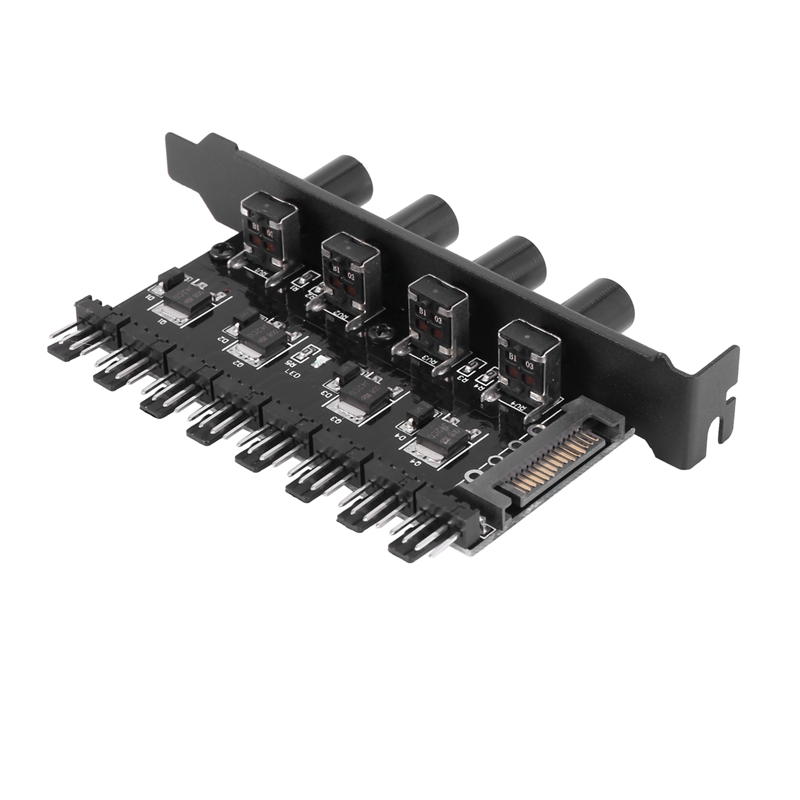 4x pc 8 -kanal-lüfter-hub mit 4 drehknöpfen zur drehzahlregelung von lüftern für cpu-gehäuse, festplatte, vga, pwm-lüfter, pci-halterung, stromversorgung für  by 12v lüfter