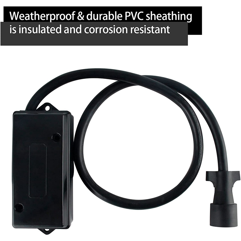 7 Way Plug Inline Trailer Cord &amp; 7 Gang Junction Box, 6 Feet Connector Cable Wiring Harness For RV Trailer Truck Camper