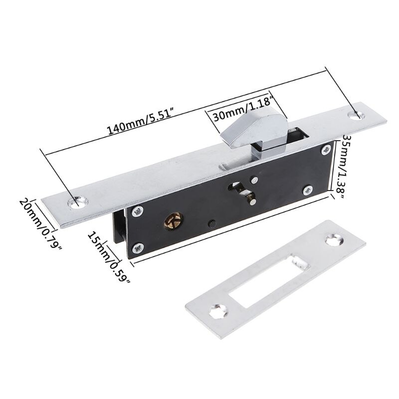 Duurzaam Aluminium Schuifdeur Haak Lock Cross-vormige Sleutel Bolt Sloten Voor Ingelijste Glazen Deur