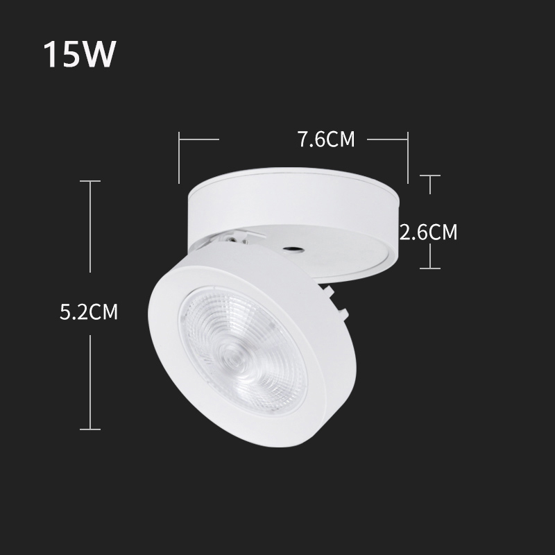 Spot led downlight sammenleggbar taklampe led spotlight 7w 12w 15w utenpåliggende aluminium takspotter lampe for hjemmebedrift: M / Foranderlig