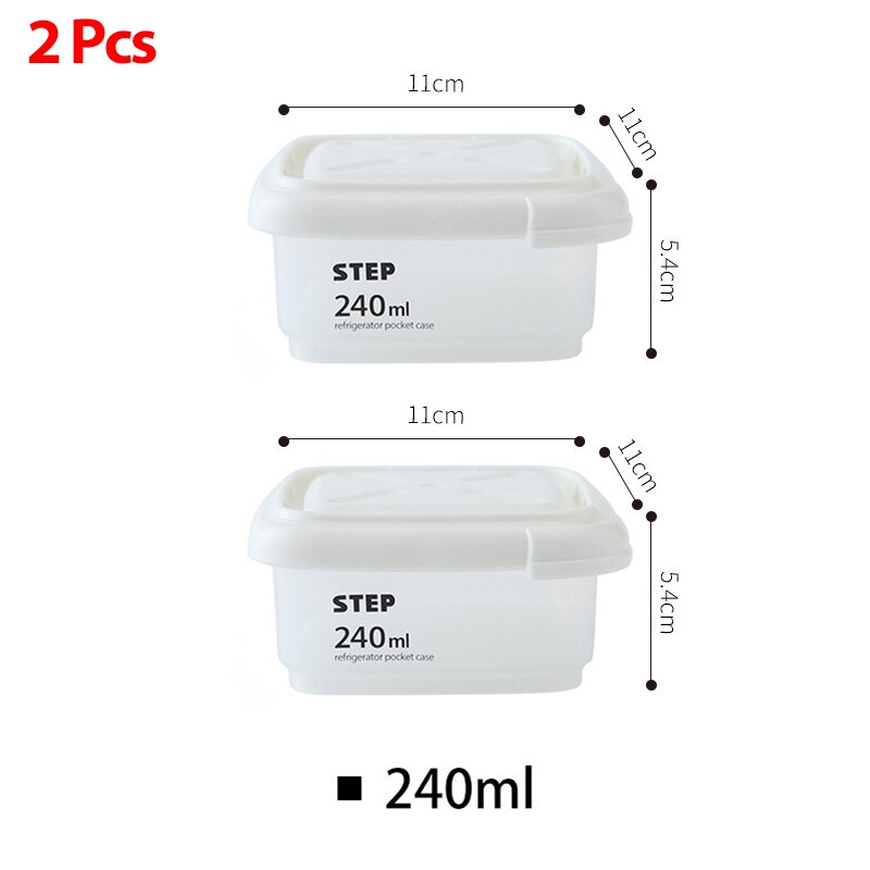 2Pcs Plastic Sealed Cans Kitchen Storage Box Transparent Food Canister Keep Fresh Clear Container In Different Capacity: 240ml-2pcs