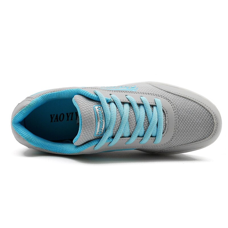 Women Flat Toning Shoes Lace Up Ladies Platform Shake Walking Shoes Pink Blue Women Wedge Sneakers Body Thick Sole Trainer