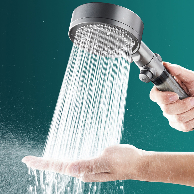 Boquilla de ducha con filtro presurizado de 5 velocidades, juego de baño de ducha de mano, salida de agua grande para el hogar, interfaz Universal