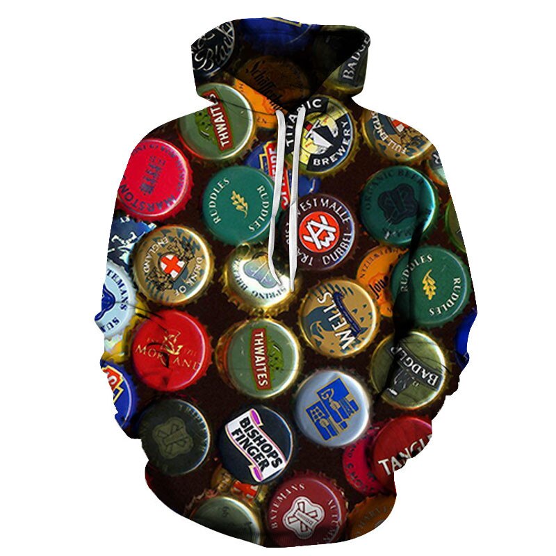 Sudadera con capucha y estampado de cerveza 3D para hombre, ropa deportiva a la , amarilla, de manga larga, para otoño, novedad: L / WY-19