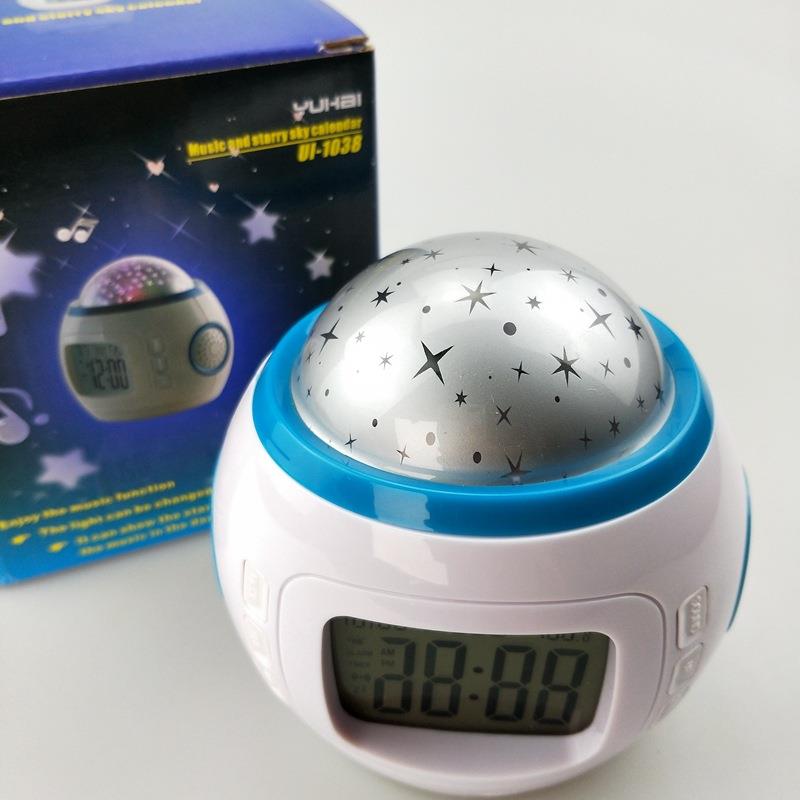 Kleurrijke sterrenhemel projectie muziek digitale klok led nachtlampje thermometer wekker voor kinderen babykamer decoratie