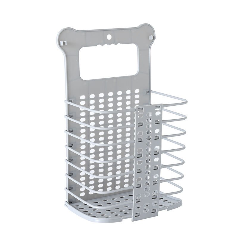 Verbeterde Plastic Vuile Wasmand Opvouwbare Thuis Vuile Wasmand Stevig Handvat Met 2 Geen Boren Haken: Large gray
