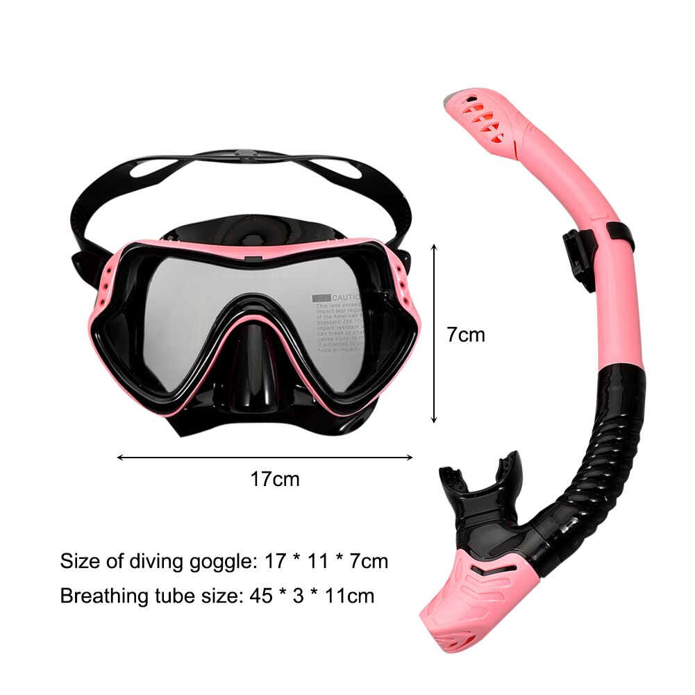 Scuba Diving Mask Snorkeling Snorkel Set Adult Silicone Anti-fog Goggles Glasses Swimming Pool Equipment Diving: Pink