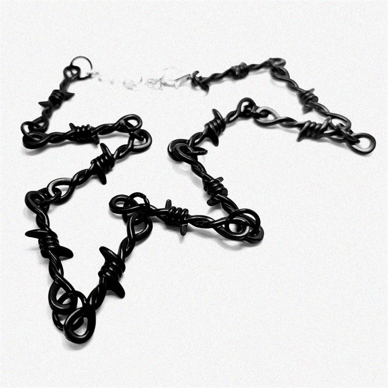 pequeño alambre zarzas hierro negro gargantilla collar mujeres Hip-hop gótico estilo Punk alambre de púas pequeñas espinas cadena gargantilla