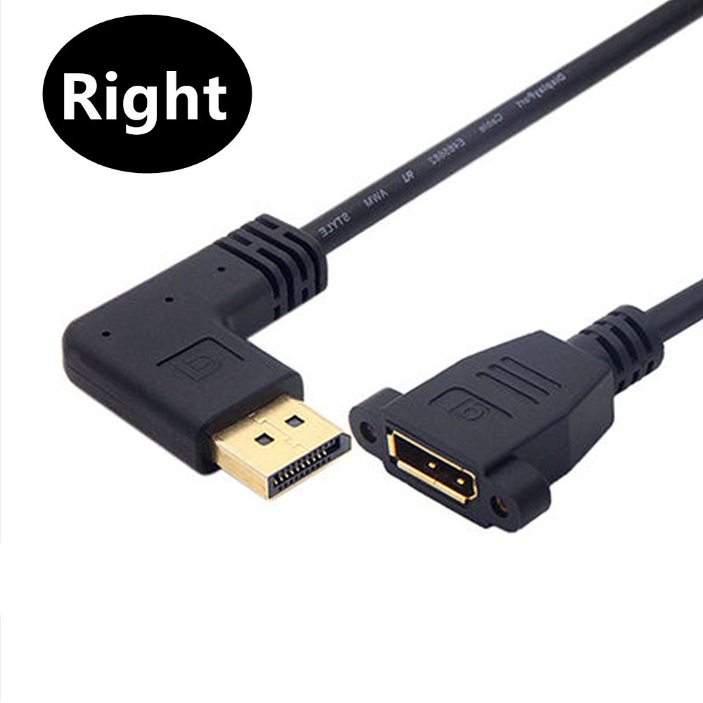 90 Degree Angle Elbow DisplayPort Panel Mount Extension Cable Adapter Corner DP 1.2v Male to Female Cord Socket Screw 2k@144Hz: Other
