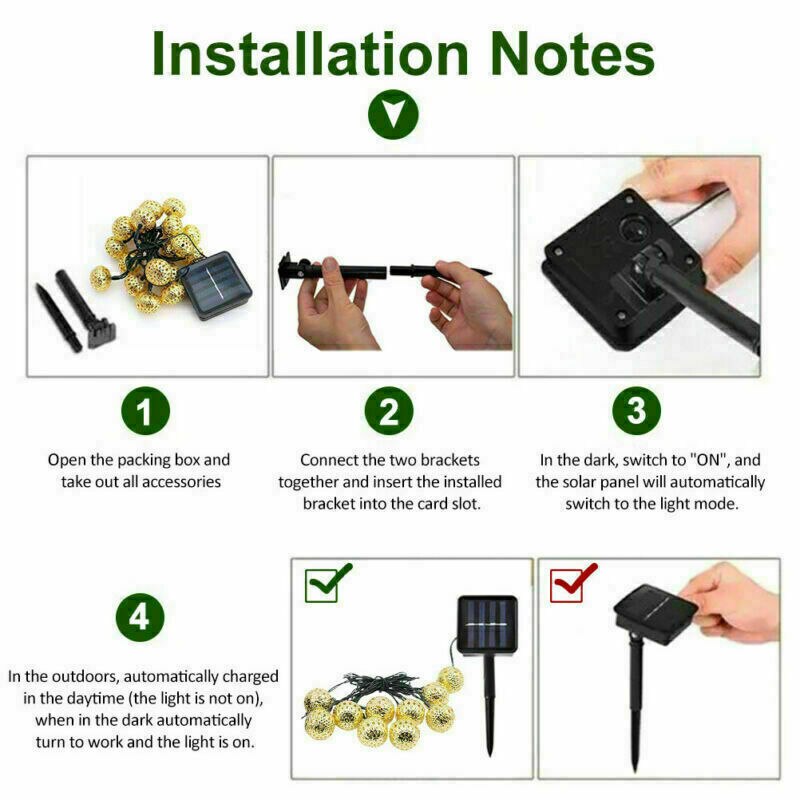 50/30/20LED Solar Tuin String Light Ourdoor Marokkaanse Metalen Bal Opknoping Lantaarn Fairy Light Outdoor Christmas Decor